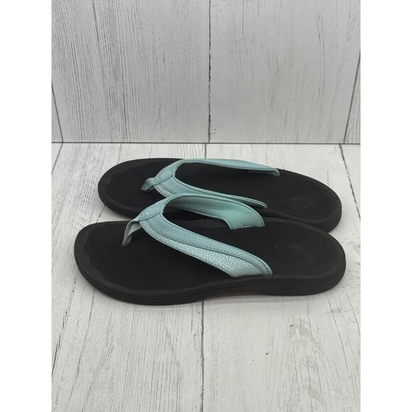 Olukai Ohana Women's Flip Flops Thong Sandals Sz 8 Light Blue Teal Sea Glass - Picture 5 of 10